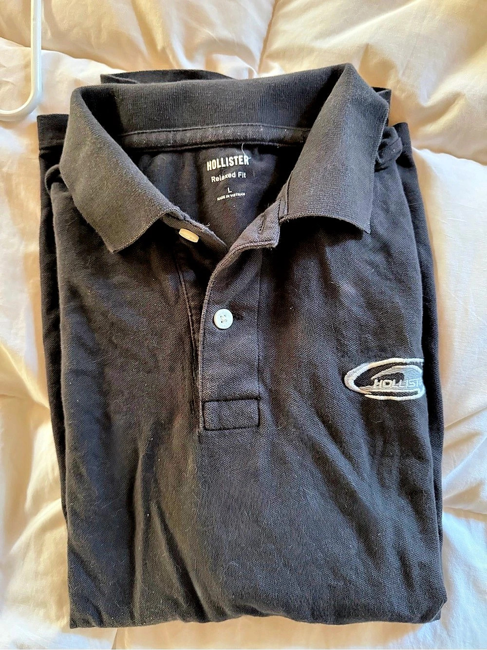 Hollister NWOT Relaxed Logo Polo Distressed Black Polo